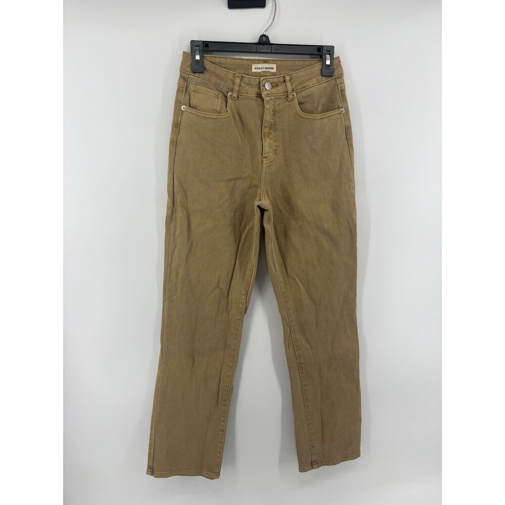 Ashley Mason Camel Denim Straight Leg High Rise Jeans Pants Size 7/28